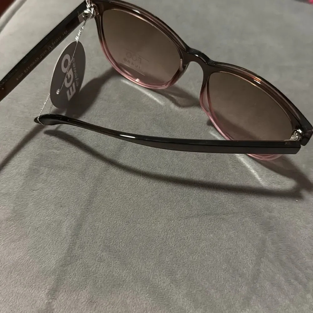 EGO Pink & Brown Oversized Sunglasses BRAND NEW Plastic Frame 100% UVA